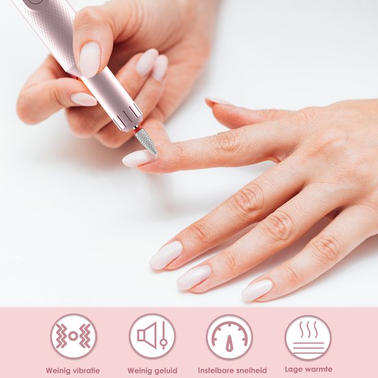 Vesfy Elektrische Nagelvijl - 20000 RPM - Draadloos & Oplaadbaar - 12 Bitjes + 36 Schuurrolletjes - Manicure & Pedicure - Valentijn