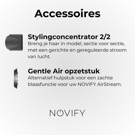NOVIFY® Fohn - Fohnborstel - Haardroger met 5 opzetstukken - Fohn met Diffuser - 1600W - V2