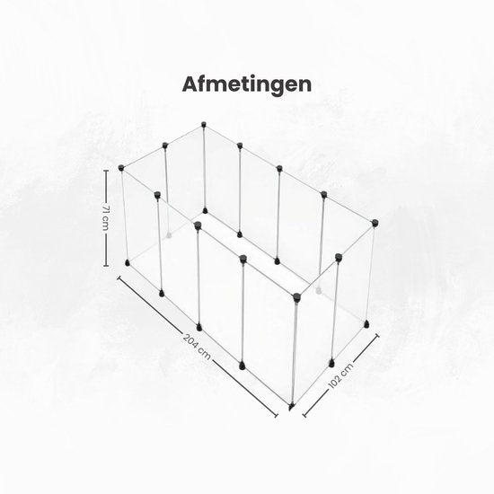 Kattenren voor Binnen - 204 x 102 x 71 cm - Konijnenren - Puppyren - Knaagdierenren - Ren voor Kitten en Puppy - Verstelbaar - Op Maat te Maken
