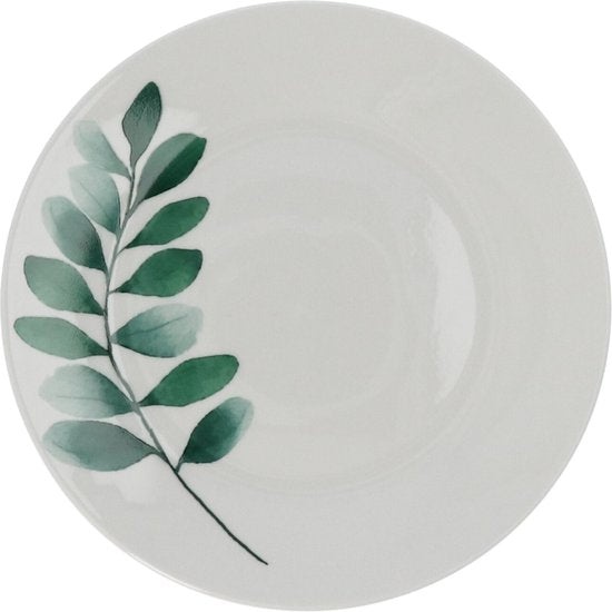 Servies Porselein 6 persoons set 18 delig Vegetal - Wit/Groen