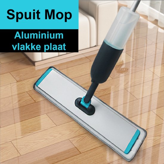 Spray Mop met Waterreservoir – Spuitmop voor Laminaat, Parket & Tegels – Aluminium Platte Mop met Microvezeldoek – 180° Draaibare Kop