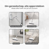 Schrobber 2 in 1 - Wit-Grijs - Douchetrekker - Schrobbezem - Trekker douche - Luiwagen - Trekker - Schuurborstel - Schrobborstel Met telescopische steel