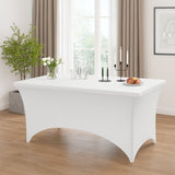 Rechthoekige Tafelhoes Stretch – 180 x 75 x 75 cm – Elastisch & Strak – Wasbaar – Wit – Voor Feesten, Beurzen & Evenementen