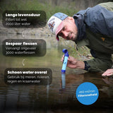 NovaWare® Waterfilter Survival Straw – Waterfles - Survival Kit & Outdoor - Water Filter - BPA-vrij - Noodpakket – Filtert 2000L