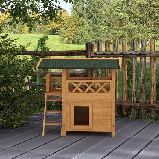 4goodz kattenhuis 2 laags 77x50x73cm - Bruin