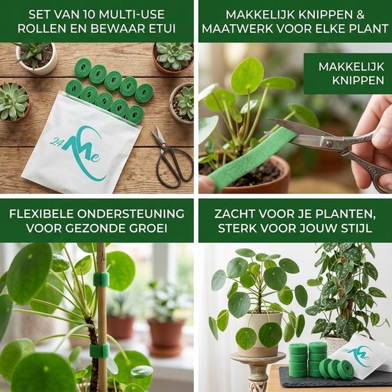24ME® - 10M Plant Klittenband - Bindmaterialen - Incl. Bewaar Etui - Binnen- en Buiten Gebruik - Binddraad voor Planten