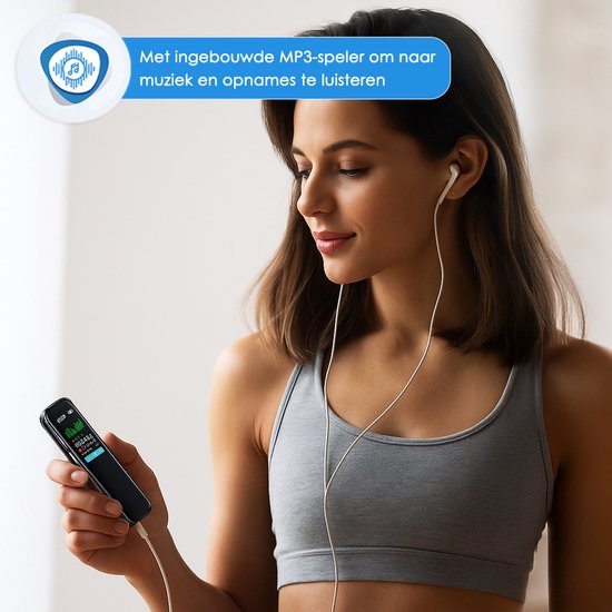 Vesfy Afluisterapparatuur met MP3 Speler - USB Oplaadbaar - 64GB - Incl. Oordopjes - Dictafoon - Voice Recorder - Spy