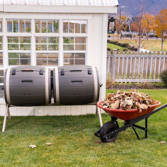 Lifetime® Kunststof Composteerder met 2 vaten 380L - 79x160x110cm