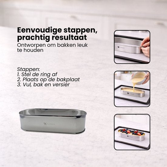 Roestvrijstalen sloffenring - Verstelbaar Bakframe - RVS - 27 - 40 cm – Sloffen – Taarten - Vruchtentaarten - Bakslof Verstelbaar