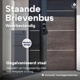 4gardenz® Vrijstaande Brievenbus - Gegalvaniseerd Staand met Slot - Antraciet