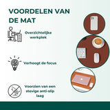 AKSA Home® Muismat XXL - Bureaumat met Anti-Slip - Bureau Onderlegger voor Kantoor - 40 x 80 cm - Bruin