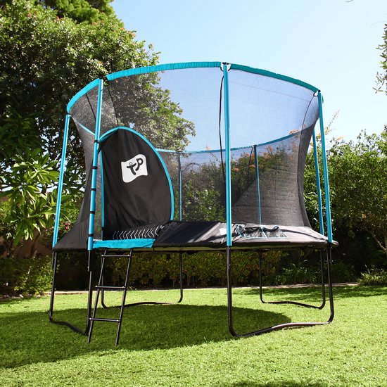 TP Toys Trampoline 427 cm Genius 14 - met veiligheidsnet - Zwart-blauw