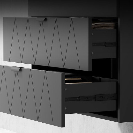 Hangende Wastafelonderkast met Wastafel Soft-Close - Zwart