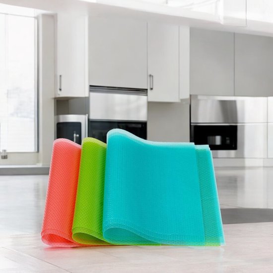 Koelkastmatten - Placemat - 9 stuks - Siliconen - 45 x 29 cm - 3 kleuren - Placemats - Ladematten