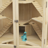Hamsterkooi 4-Laags met Wip Loopplank en Hutjes - 69x115x79 cm - Hout