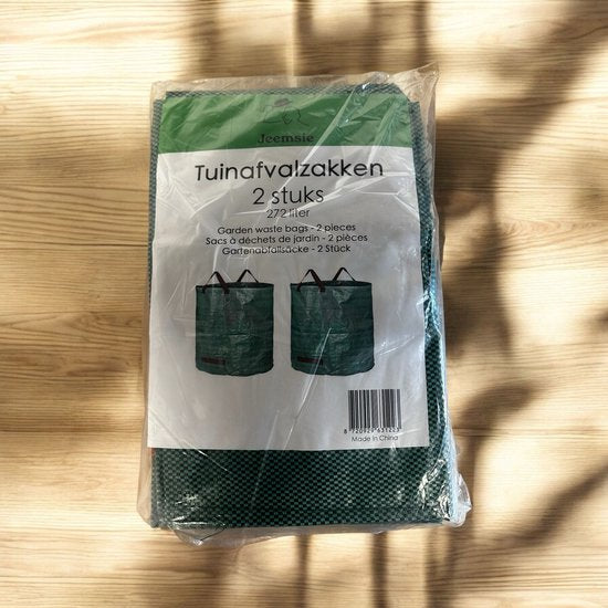 Tuinafvalzak - Set van 2 - Groen - 2x 272 liter - 77 x 67 cm - Tuinafvalemmer - Tuinafvalzakken opvouwbaar - Tuinzak