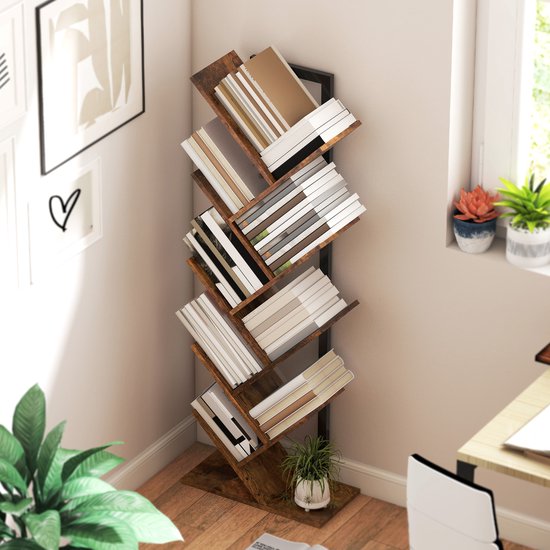 Homcom Design Boekenstandaard met 9 Niveaus - 158 cm hoog - Bruin