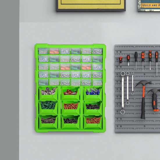 Assortimentsdoos 39 sorteerbox schuifladen voor kleine onderdelen - Groen