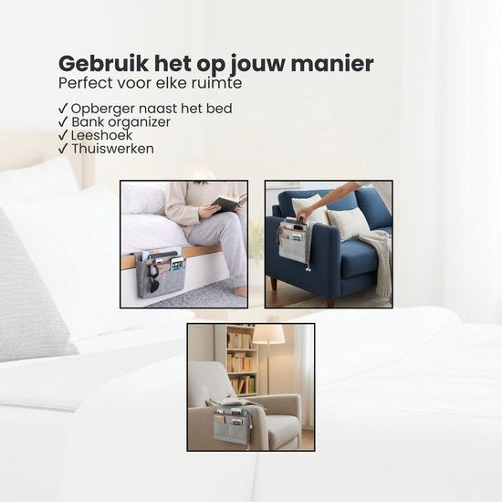 Bedside Pocket - Vilten Opbergzak voor Bed of Bank - Bedorganizer