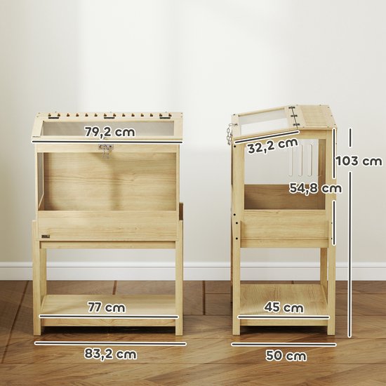 2-Etagen Hamsterkooi met Opklapbaar Deksel - 50x83x103 cm