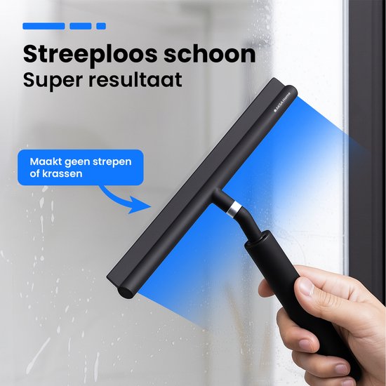 AKSA Home® Douchewisser en Vloertrekker V2 - Douchewisser - Trekker Douche - RVS Vloerwisser - Uitschuifbaar - Zwart