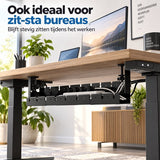 Kabelgoot Bureau – Verstelbare Kabelmanagement Tray 40-78 cm – Kabelbak Onder Bureau Zonder Boren – Met Klembevestiging – Voor Stekkerdoos, Adapters & Kabels – Zwart