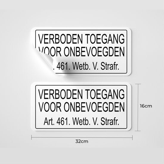 24ME® - 2 Stuks Stickers - Verboden Toegang voor Onbevoegde - 32x16cm - Hoge Kleefkracht
