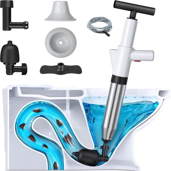 AKSA Home® WC Ontstopper - Gootsteenontstopper - Toilet Ontstopper - Ontstoppingsveer - Rioolontstopper - Wit