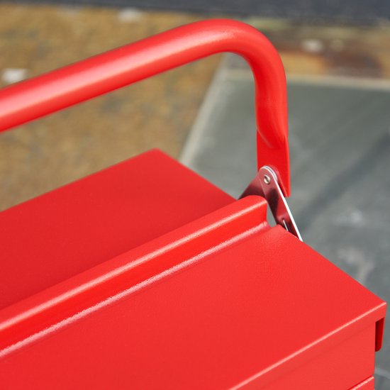 Gereedschapskist Metaal met 5 vakken - zonder gereedschap - Rood