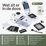 Mandoline Groentesnijder Set met Opvangbak – Groentehakker – Blokjessnijder – Julienne Snijder – Uiensnijder – RVS Messen – Groente Chopper met 8 Snijbladen – Keukensnijder