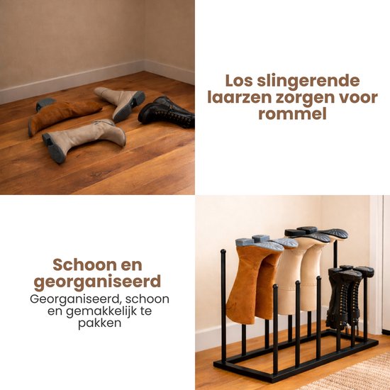 Laarzenrek - Voor 6 paar - Zwart - Schoenenrek Laarzen - Laarzenstandaard