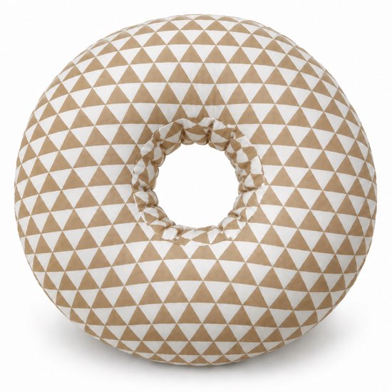 Oorkussen met Uitsparing – Donut Kussen voor Oor & Hoofd – Slaapkussen voor Zijslapers – Zachte Polyester Vulling – Wasbaar – 30 × 30 cm – Beige-Wit