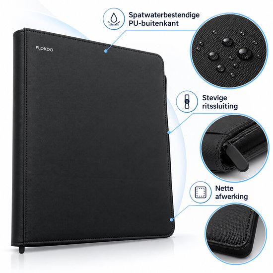 Toploader Binder – Verzamelmap voor 288 Trading Cards – 9 Vaks Kaartenmap – Geschikt voor Toploaders – Met Ritssluiting – Zwart