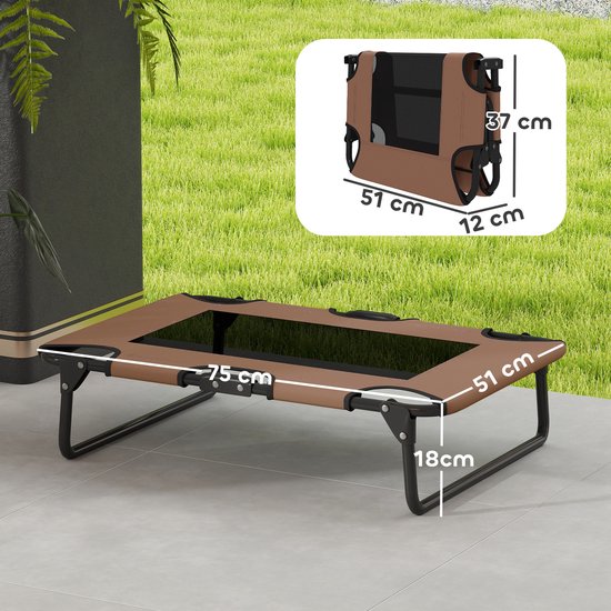Opvouwbaar Verhoogd Hondenbed - Outdoor Hondenligbed 75 x 51 x 18 cm
