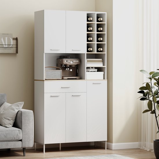 Keukenkast Scandinavisch Design met Glazen Deuren - Wit
