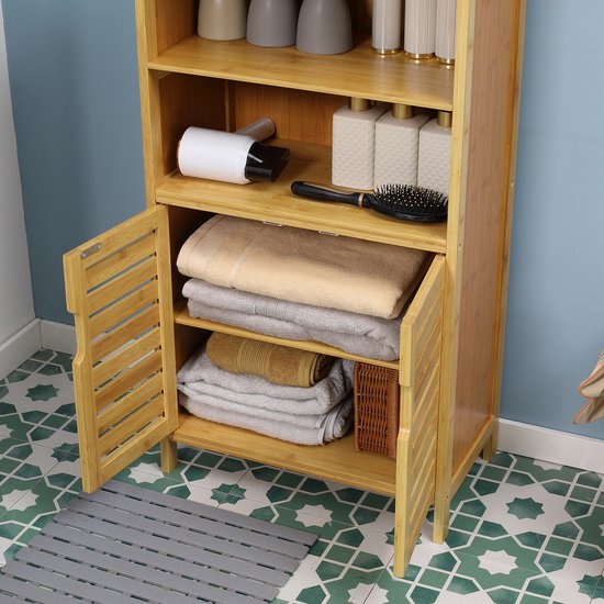 4good Bamboe Badkamerkast 2 deuren en legplanken 29x50x92 cm
