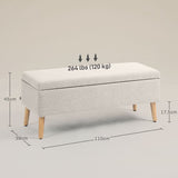 Bedbank Hocker op poten - Gestofferd - 110x39 cm - Beige