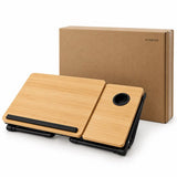 Laptoptafel voor Bed & Bank – Inklapbare Bedtafel met Verstelbaar Werkblad – Bekerhouder & Zijblad – Laptopstandaard van Bamboe – Tot 45 kg