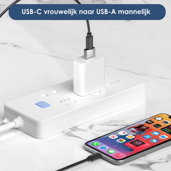 USB-C naar USB-A Adapter 2 stuks – Universele USB C naar USB A converter - Compatibel met alle USB Type C Apparaten
