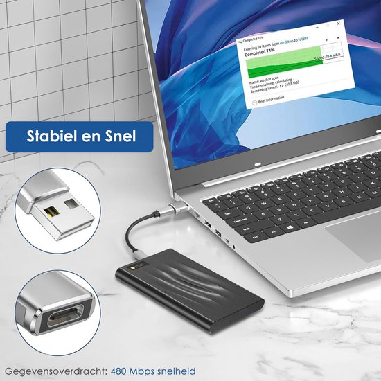 USB-C naar USB-A Adapter 2 stuks – Universele USB C naar USB A converter - Compatibel met alle USB Type C Apparaten