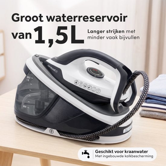 Carewat Stoomstrijkijzer met Stoomgenerator - Wit - 2200W - 1.5L Uitneembare Watertank - 100 g-min Stoomproductie - Keramische Zoolplaat - 3.0 Bar Stoomdruk - Anti-Oververhitting - Geschikt voor alle stoffen