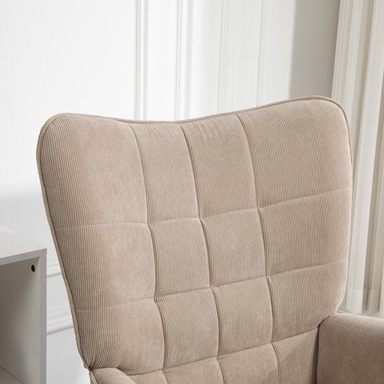 4goodz Oor-Fauteuil met Voetenbank Ribfluweel Optiek - Bruin