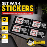 24ME® - 4x Camerabewaking Stickers – Videobewaking Waarschuwingsstickers – Alarm Stickers – Plakzijde Binnenzijde – Voor Winkel, Huis of Bedrijf