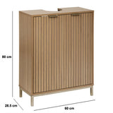 Wastafelonderkast Tasso - Wastafelmeubel Paneel dessin 28x60x80 cm - Bruin