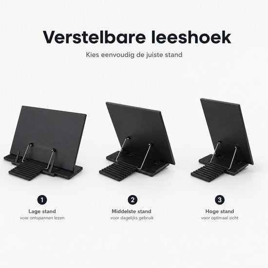 Boekenstandaard Verstelbaar – Boekenhouder – Kookboekstandaard – Leesstandaard – Documenthouder – Tabletstandaard – Opvouwbaar – Zwart