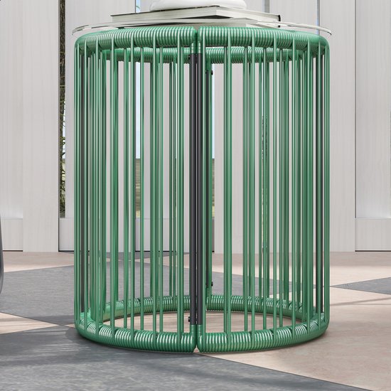 3-delige Tuinmeubelset Bistroset Kunststof-Rattan met Glazen Tafelblad - Groen