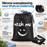 Waszak Groot – 92 x 61 cm – Opvouwbare Wasmand met Trekkoord – Grote Wasgoedzak voor Kleding, Handdoeken & Beddengoed – Lichtgewicht – Zwart