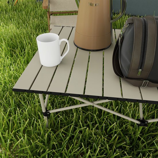 Opvouwbare Campingtafel met Oprolbaar Tafelblad van Aluminium - 95 x 55 cm - Khaki