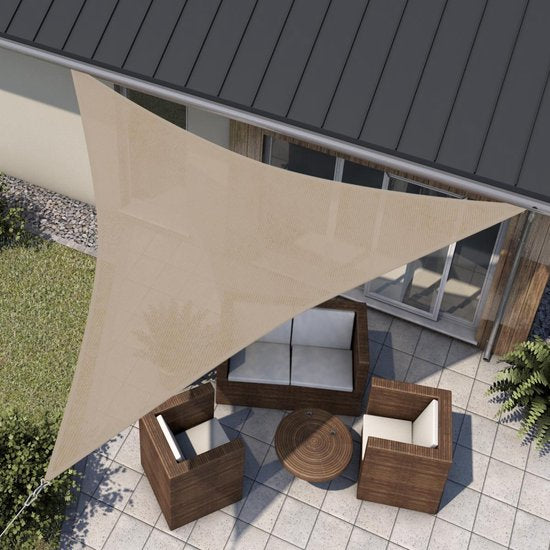 HanSe® Schaduwdoek Driehoek Waterdoorlatend 3x3x3 m Zonnedoek