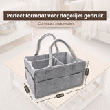 Luiertas Vilt - Grijs - Vilt - 32 x 22 x 19 cm - Luier Organizer - Draagbare Organiser met Handige Vakken - Verzorgingstas